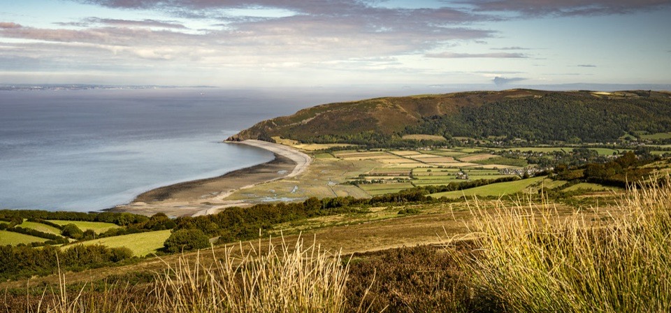 Porlock Bay seen from the Exmoor hills in Somerset